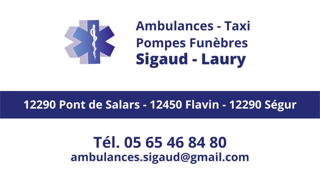 SARL Ambulances Sigaud Laury, basée à Pont‑de‑Salars, est une entreprise de transport sanitaire et de services d’ambulance, présente depuis plus de 30 ans. Elle assure des prestations fiables et de qualité, qu’il s’agisse de transports médicaux ou d’accompagnements